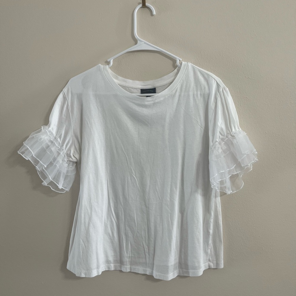 Who What Wear White Blouse with Ruffle Sleeves